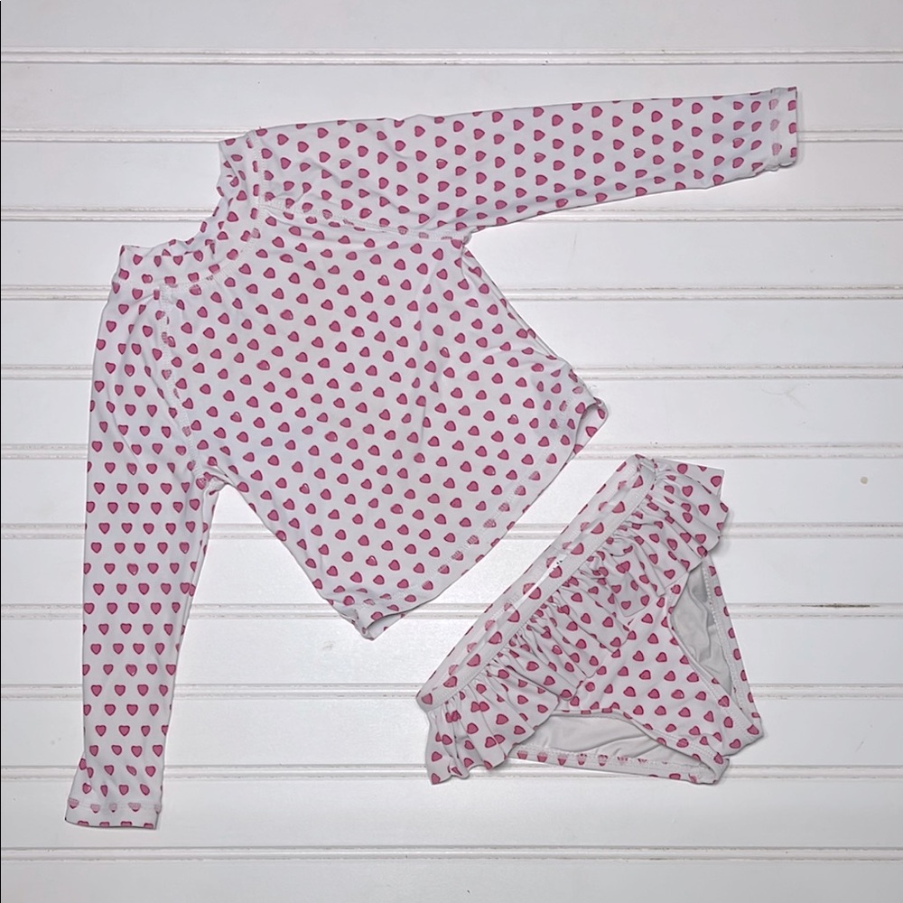 ROLLER RABBIT Heart Print Rash Guard 2 Piece Swimsuit